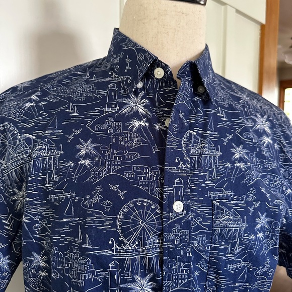 Old Navy Blue Patterned Men's Shirt, Large, EUC - Picture 2 of 7